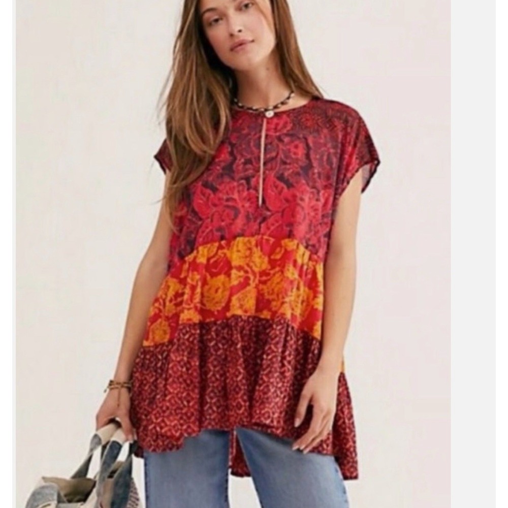 Free People Gotta Have You Tunic | Floral Tiered Cotton | S
